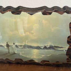 Religious Mid-Century Wall Plaque - Jesus and Man on Beach