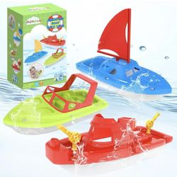 Fun little toys Boat Bath Toys, 3 PCS Toddler Pool Toys for Water Play, Plastic Toy Boats for Toddlers 1-3, Kids Ages 3-5