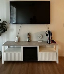 Tv stand entertainment center with fireplace