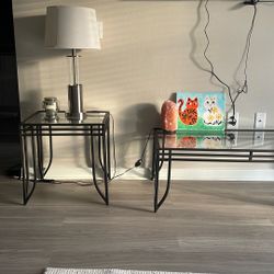 Glass Coffee Table/ 2 Glass Side Tables 