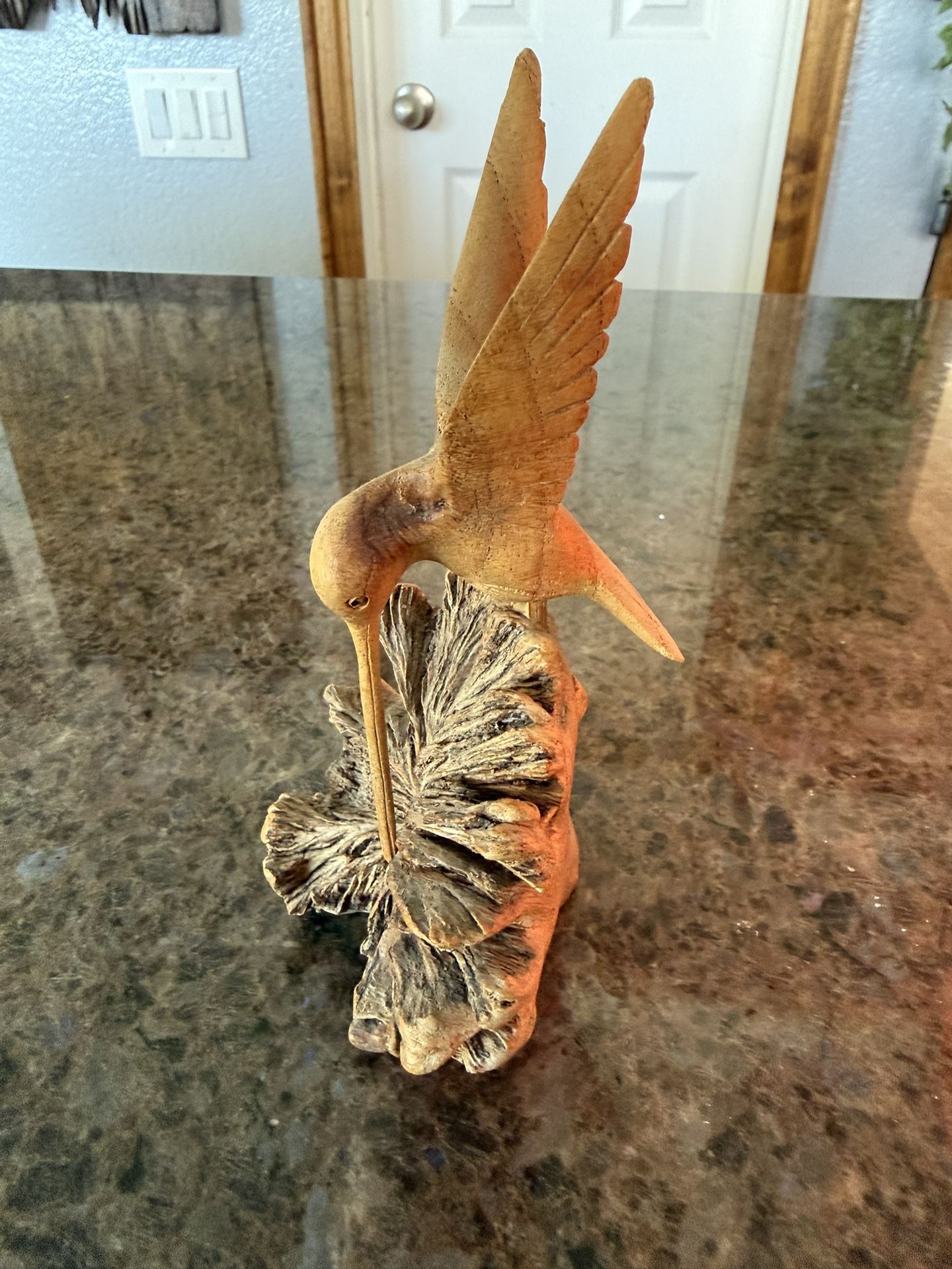 Hummingbird Carved From A Tree Trunk, Check Pictures For Dimensions And Ebay Price