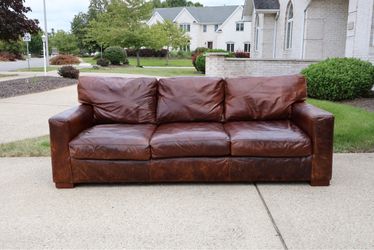 Restoration Hardware Maxwell Leather Sofa - 7ft - Down Filled