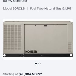 Generator - Kohler 60RCL (60KWh) LNG Generators