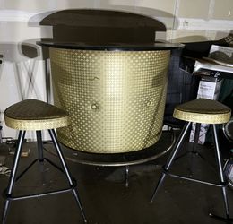 Vintage Retro Mid Century Bar With 2 Stools