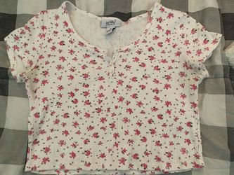 White/pink Flower Crop Top XL