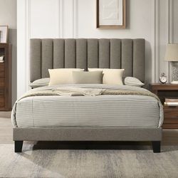 Dark tan brand new bed frame Box Spring Needed firm price Queen $199 King $240
