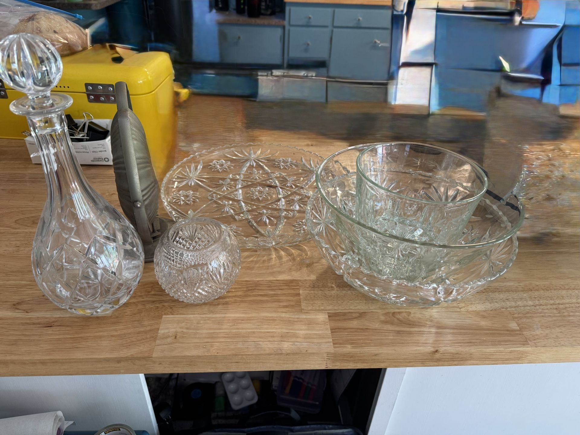 Crystal Bowls, Plate, & Decanter
