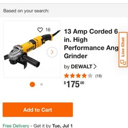 Dewalt 6” Grinder New 