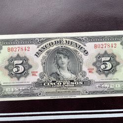1961 Cinco Pesos De Mexico 🇲🇽 