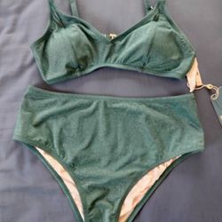 Cupshe Sparkly Green Bikini Swimsuit 