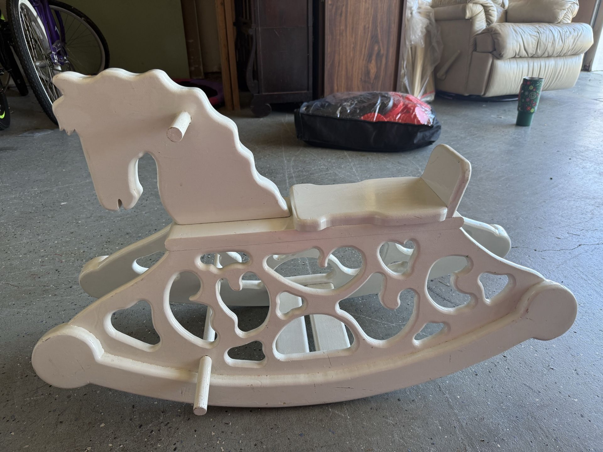 $40 Antique wood white rocking horse toy