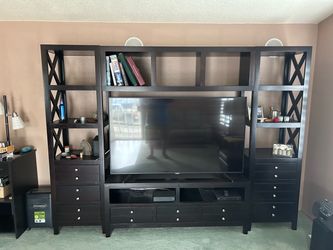 Dark Brown Wood Entertainment Center Wall Unit