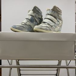 Coco jumbo Light Denim Wedge Sneaker(Iasabel Marant Inspired)