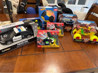 Lot of 7 brand new toy - r/c cars & super Mario, monster jam and a soccer ball