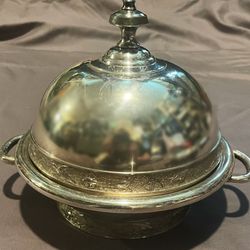 Antique Silverplate 3 Piece Covered Butter Dish