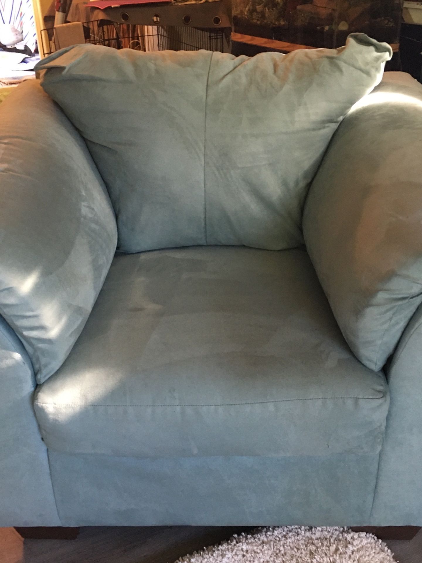 Oversized Chair , Pale Blue Micro Fiber. Almost New. $299 , Now $80