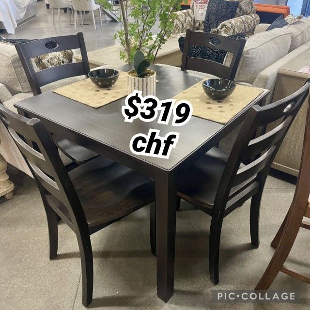 Gray 5 Piece Dining Table Set