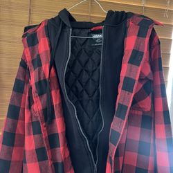Men's Thicken Plaid Hooded Flannel Shirt Jacket with Quilted Lined
