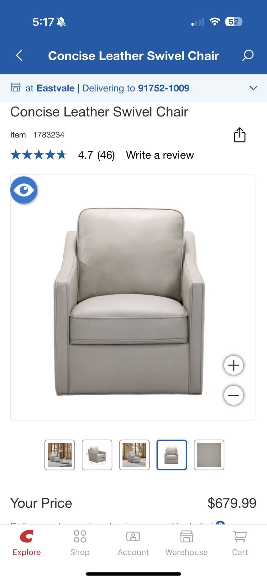 2 Units Of Costco Concise Leather Swivel Chair
