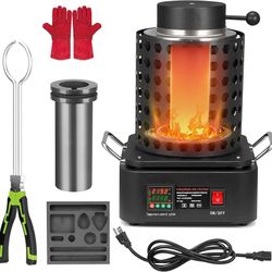 2000W Smelting Furnace Kit,1200°C/2192°F, Automatic Electronic Metal Furnace with 3KG Graphite Crucible and Ingot Mold for Melting Gold, Silver Copper