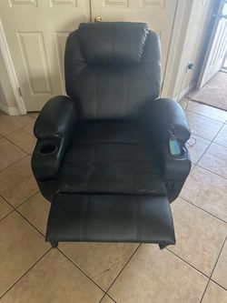 Black Leather Power Recliner Chair