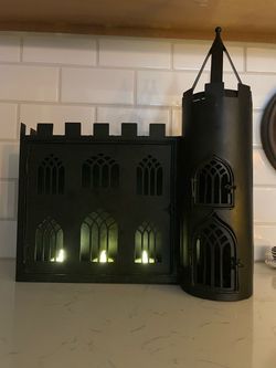 Metal Haunted House Candle Display Halloween