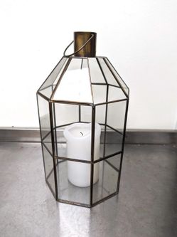 Medium Sized Brushed Gold Lantern (7Wx12H)