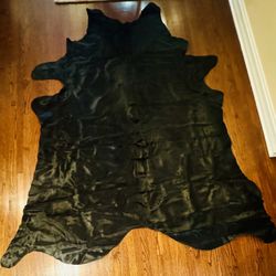 Black Cowhide Area Rug 