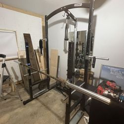 Gym Squat Rack/pulley System And Weights 