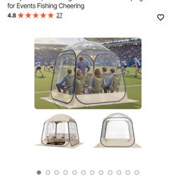 VEVOR Pop up Sports Tent, 72x72 in Clear Bubble Tent for 2-4 Persons, Waterproof Outdoor Pod with Floor Mat & Top Cover