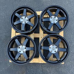 NEW 18" Rays TE37 Style Wheels Rims Matte Black 18x8 5x112 +38 CB66.6 Set of 4