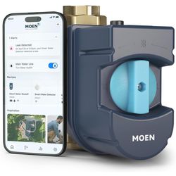 Moen 900-002 Flo Smart Water Monitor and Automatic Shutoff Sensor, Wi-Fi Connected Water Leak Detector for 1-1/4-