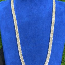 Two Tone 14k Gold Baguette Diamond Chain