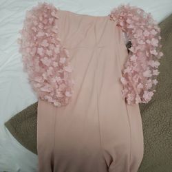 Butterfly Sleeve Pink Mermaid Dress