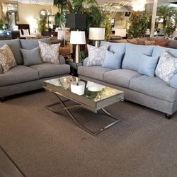 Brand New Light Gray Linen Sofa + Loveseat 2PCs Set