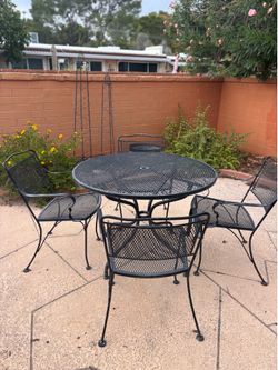 Wrought Iron Patio Table & 4 Chairs