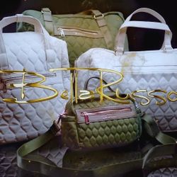 BELLA RUSSO Quilted Weekender Collection 14.4” Tote/Backpack/Shoulder Bag Ivory