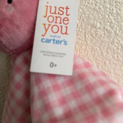 Carters Just One You Pink White Strawberry Plush Baby Lovey Security Blanket