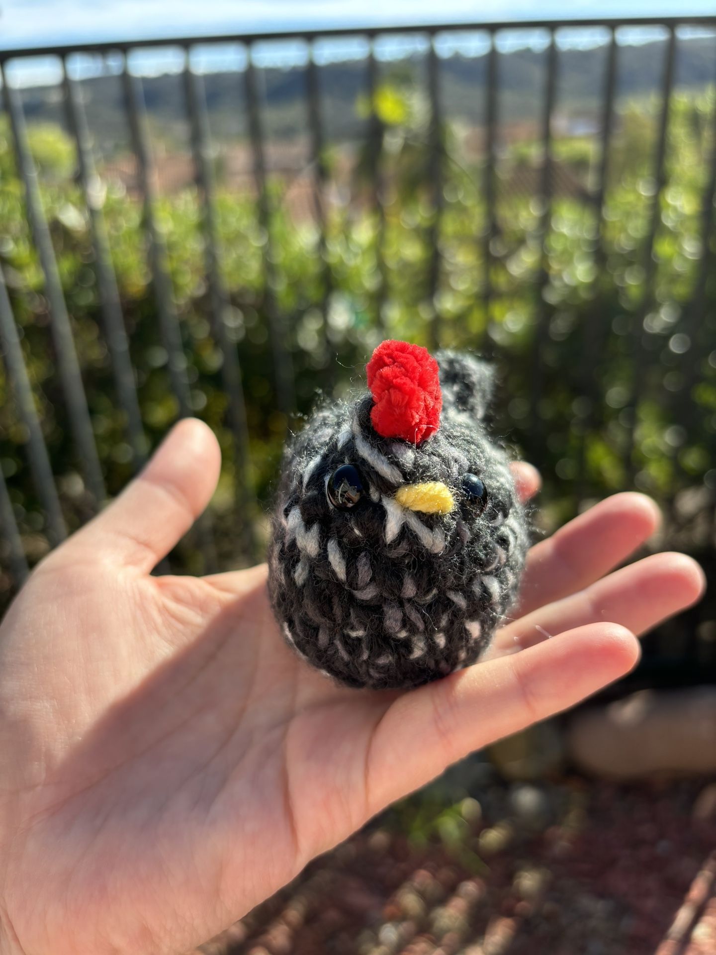 Mini Chick Black And White Speckled 🧶 Crochet Handmade $5
