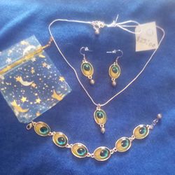 Elephant, Dolphin And Peacock 4 Piece Jewelry Sets