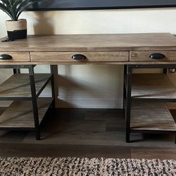 Cost Plus World Market Wood and Metal Teagan Desk with Shelves