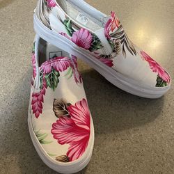 Vans Hawaiian Floral Slip On shoes ~ M 5, W 6.5