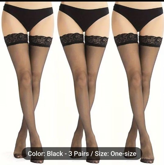 NEW not Worn, 3 Pack Of Sheer Stockings Thigh High Garter Tights