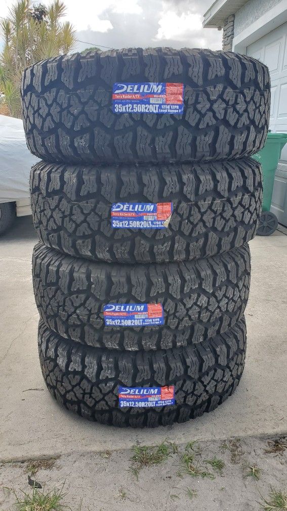 (4) 35x12.50r20 Delium A/T Tires 35 Inch 20 AT LT 12-ply F Rated