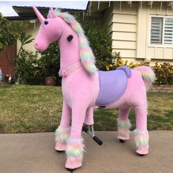 Early Black Friday Deal Of The Day Brand New Medallion Ride On PINK RAINBOW UNICORN For Kids Boys And Girls Ages 5 To 12 Years Old 