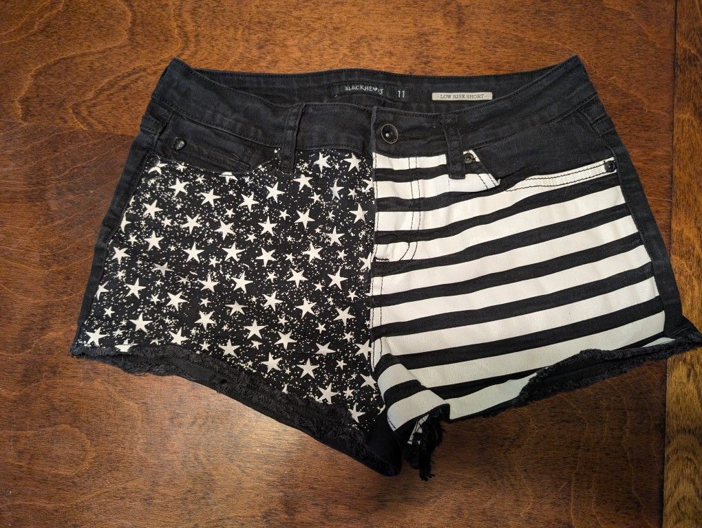 Black & White Stars & Stripes Jean Shorts