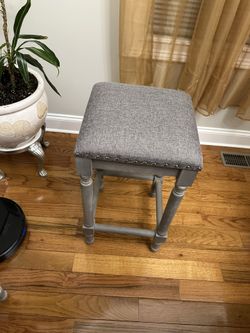 4 Grey Wooden Stools