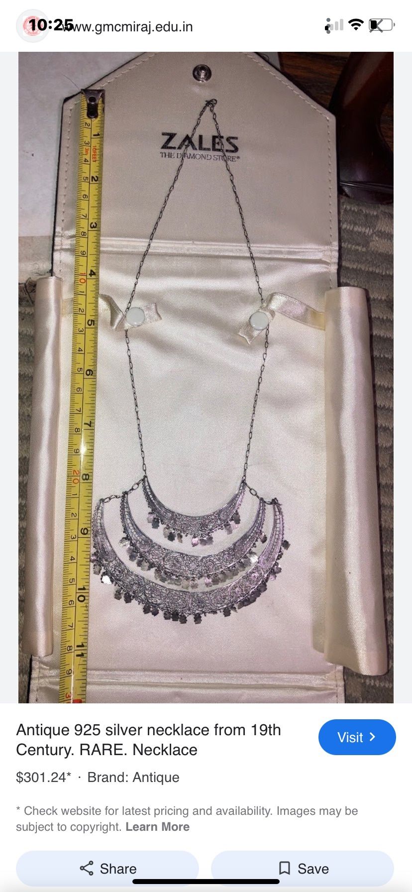 Antique Centuries Old Silver Filigree Necklace 