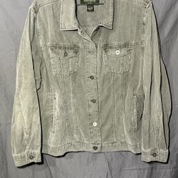 Eddie Bauer Women’s Corduroy Jacket Large Olive Green Full Zip