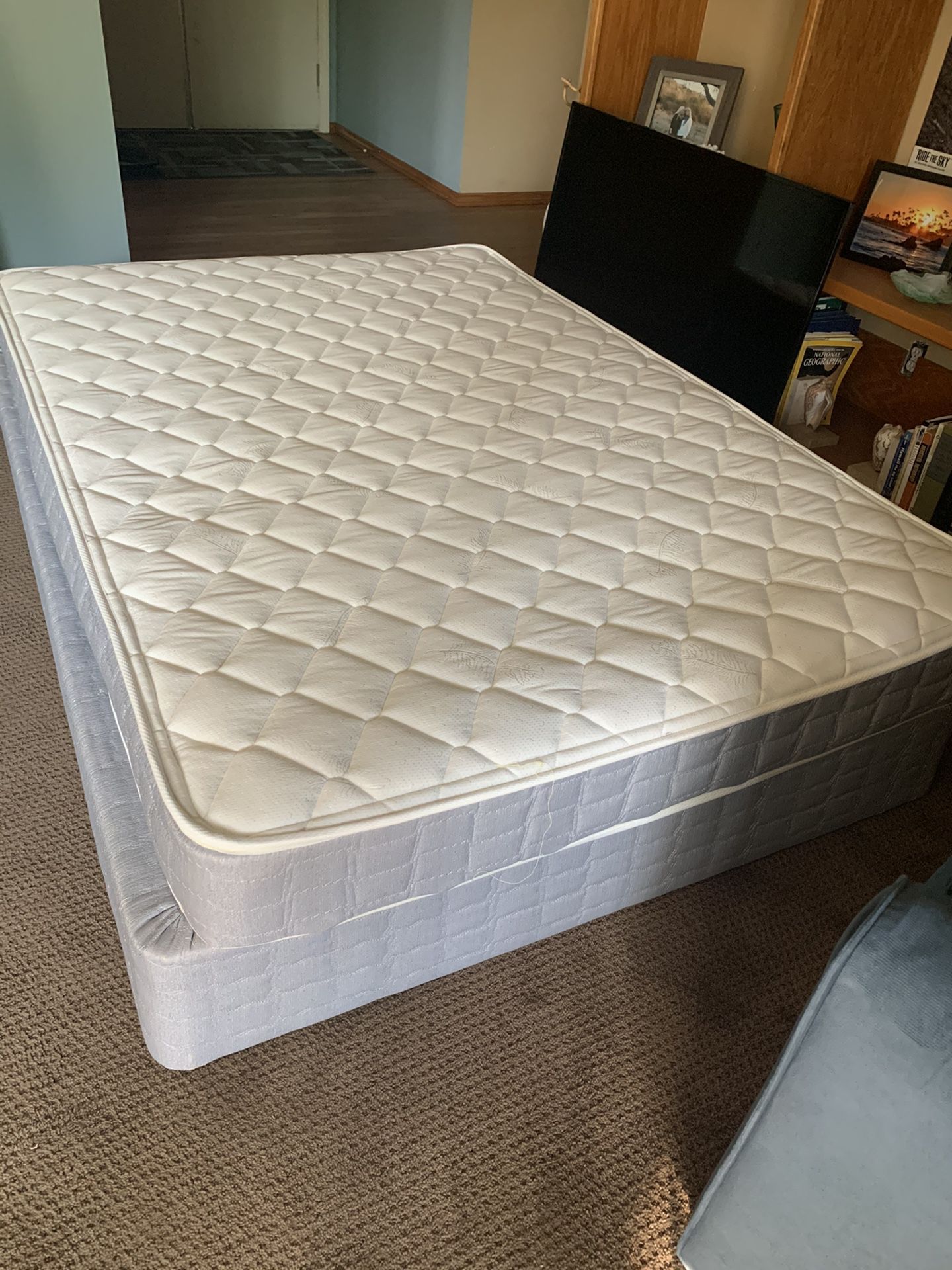 Basic Full Size Mattress and box spring, fairly new, no stains!